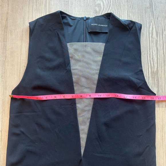 PEDRO LOURENÇO Black Sleeveless V neck mini Dress mesh lining size 36 / US Small - Picture 10 of 11